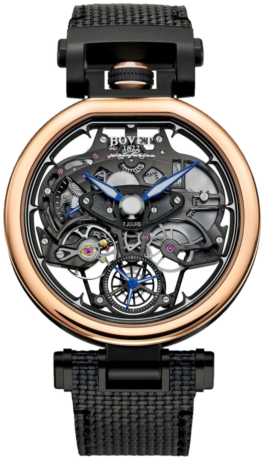 BOVET x Pininfarina Aperto, openworked skeleton dial, rose gold and black case
