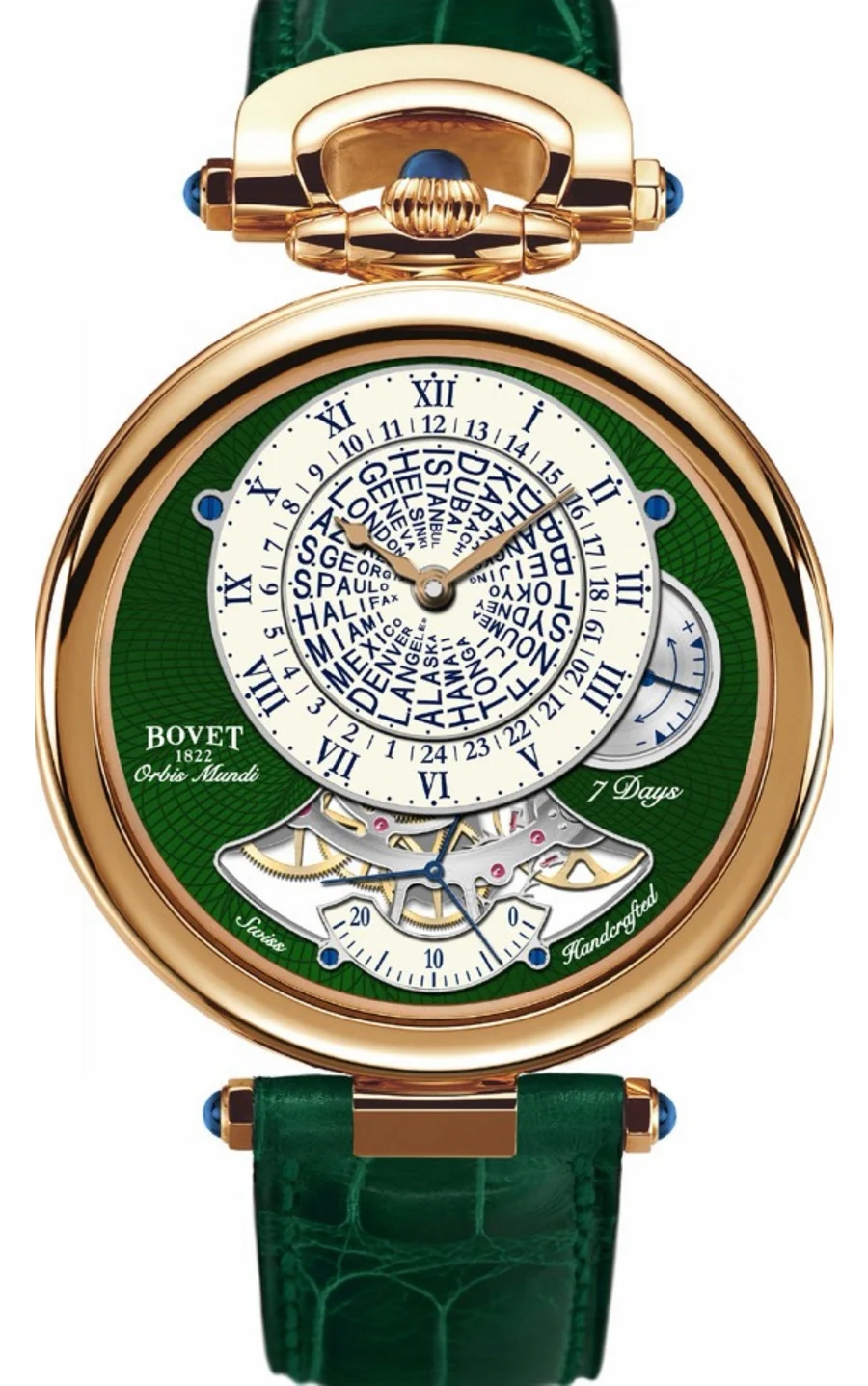 BOVET Fleurier Orbis Mundi 18K Red Gold Green Guilloché Dial NTHU030